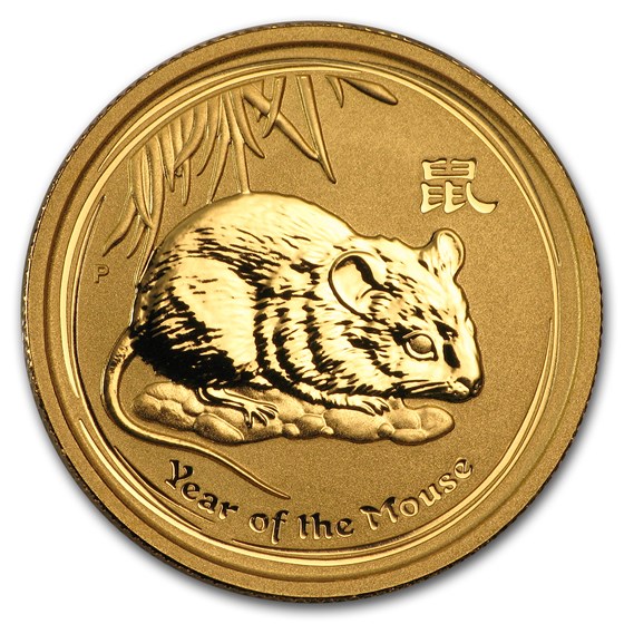 2008 Australia 1/4 oz Gold Lunar Mouse BU (Series II) 2008 Australia 1/4 oz Gold Lunar Mouse BU (Series II)